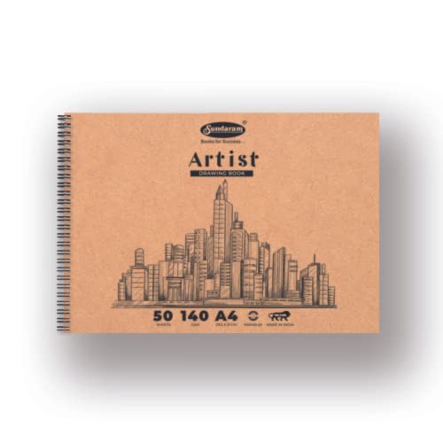 Sundaram Artist Sketch Book | Spiral Bound |140GSM | 100 Pages | A4 - Pack of 1 Pcs