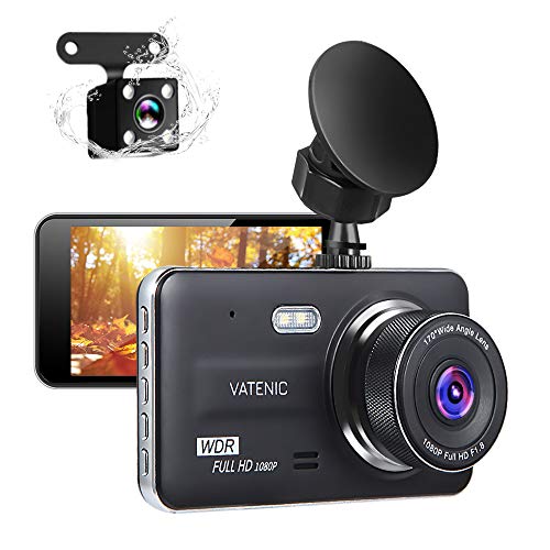New Upgrate Dual Dash Cam Car Camera Recorder Full HD 1080P Front and Rear Cameras ,Driving Loop Recording with 4.0 " IPS Screen 170Â°Wide Angle, WDR ,Parking Monitor, G-Sensor, Night Vision (4.0)
