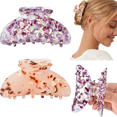 2PCS Hair Claw Banana Hair Clips Tortoise Barrettes Square Resin Celluloid French Design Accessories for Women Girls