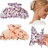 (Resin Look Hairclip) - 2PCS Hair Claw Banana Clips tortoise Barrettes Celluloid French Design Barrettes celluloid Leopard print Large Fashion Accessories for Women Girls (Resin Look Hairclip)