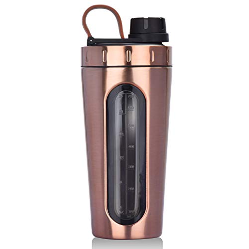 Homiguar Protein Shaker Bottle, Stainless Steel Shaker Cup, Visible Window, Leak Proof, 28-Ounce