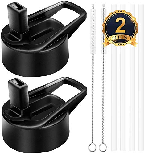 BRYUBR Wide Mouth Straw Lid for Hydro Flask lid 12-64 oz, Replacement Lids with 4 Straws and 2 Brushes Compatible with Most Sports Water Bottle