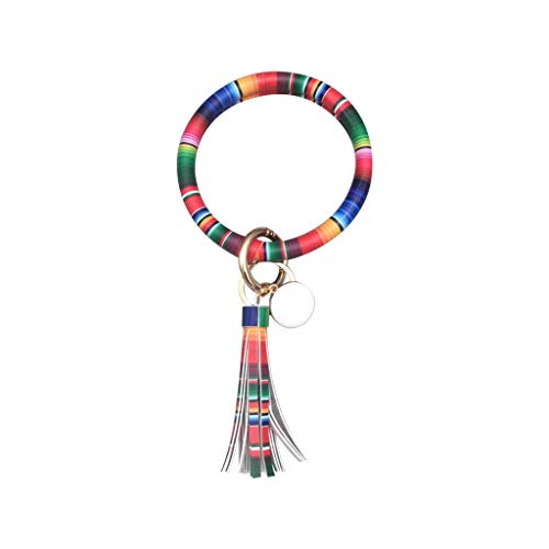 Wristlet Keychain Bracelet Bangle Keyring Circle Key Ring Tassel