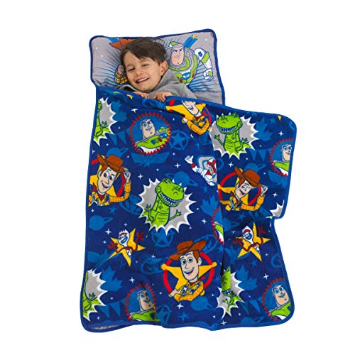 Book Cover Disney Toy Story 4 - Toys in Action Toddler Nap Mat, Blue, Green, Yellow, Grey