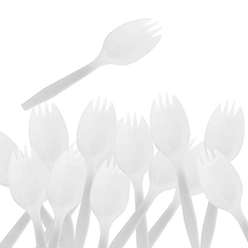 Disposable Sporks - 50Pack Plastic White Disposable Sporks for Party Supply
