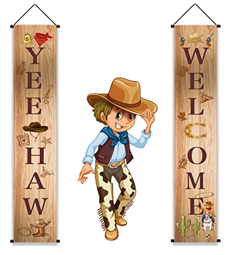 Book Cover West Cowboy Garland Party Decorations - Western Redoe Welcome Banner Porch Sign Hanging Decor Supplies