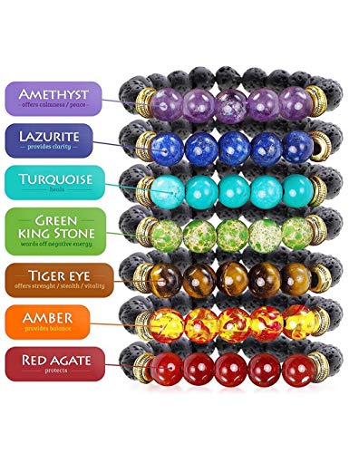 Butiline Healing Therapy Bracelets, Stone Beads Stretch Strand Bracelets