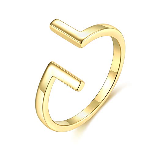 LOYATA 14K Gold Plated Open Ring 7 Simulated Diamond CZ Cross Statement Ring For Women (7)