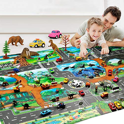 Book Cover FANEO Kids Map Taffic Animal Play Mat Baby Road Carpet Home Decor Educational Toy Baby Gyms & Playmats