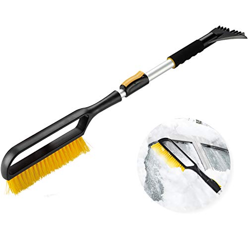 AD AIDO Auto Snow Shovel with Extendable D-Grip Handle, 37 Inches Overall â€¦ (Black) (Yellow)