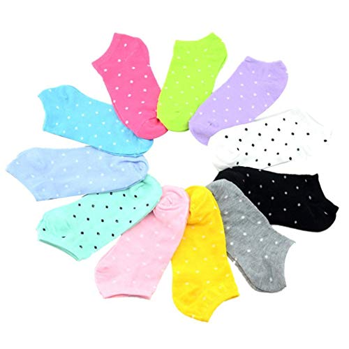 Cidere 5 Pairs Women Summer Cotton Polka Dot Love Heart Solid Socks Tights