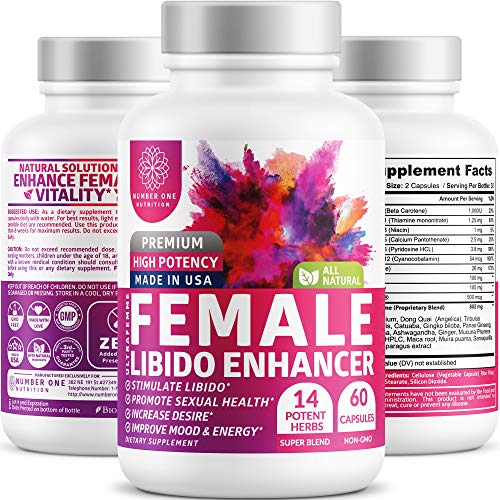 N1N Female Enhancement Pills - [14 Potent Herbs], Natural Mood & Energy Booster for Women, Balance Hormones, Horny Goat Weed, Ginseng, Maca Root, Dong Quai, PMS & Menopause Relief, 60 Veg Caps