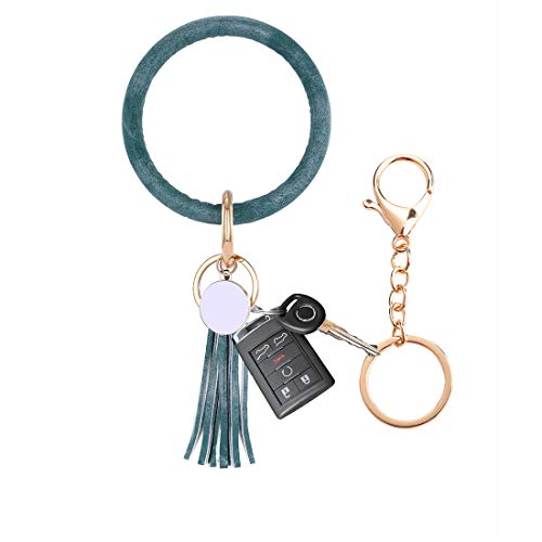 Big O Wristlet Keychain Keyring - Round Circle Key Ring Bracelet Leather Tassel Bracelet Holder For Women Girls Size: keyring bracelet