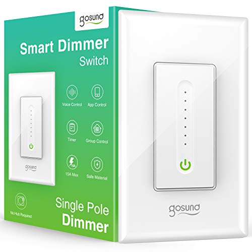 Gosund Smart Dimmer Switch, Smart Light Switch Dimmer Compatible with Alexa & Google Assistant, with Remote Control & Timer, Single-Pole, (1 Pack)