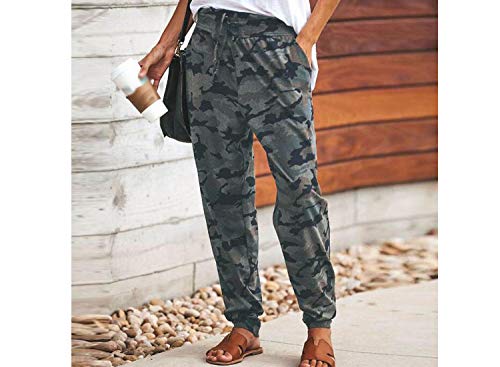 Fanala Women Camouflage Loose Casual Pants Drawstring Streetwear Trousers Pants