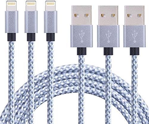 Book Cover Suanna Phone Charger 3Pack 10FT Extra Long Nylon Braided USB Charging & Syncing Cord Compatible Phone Xs/Max/XR/X/8/8Plus/7/7Plus/6S/6S Plus/SE/Pad/Nan -Black Blue