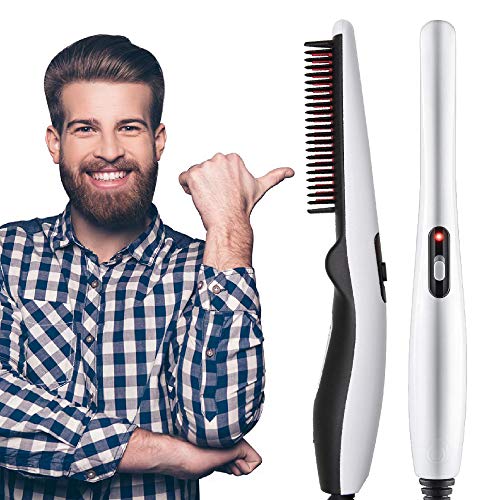 Beard Straightener Comb, Quick Electric Heated Beard Brush Beard Styler for Men, Travel Portable Styling Comb beard iron, Multifunctional Hair Straightening Brush (W88-989)