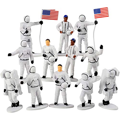 Book Cover GIFTEXPRESS 12 pcs Astronaut Toy Figures, Outer Space Astronaut Prentend Play Toys, Astronomy Space Toys, Cupcake Topper Figures
