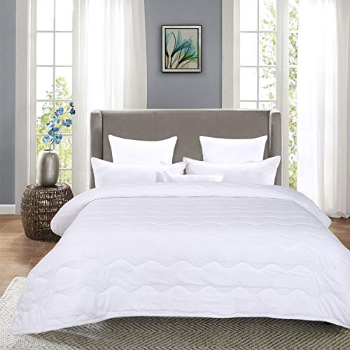 Book Cover HOMBYS Lightweight Twin Down Alternative Quilted Comforter Twin Size - All Season Plush Microfiber - Machine Washable Duvet Insert- Warmth Bed Comforter ( Twin, White)