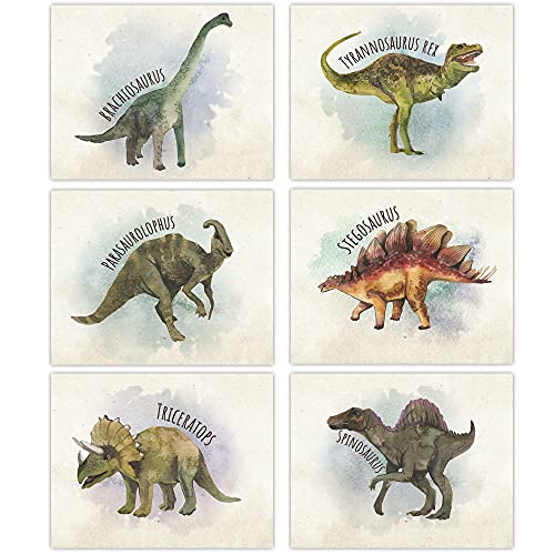 Book Cover Dinosaur Wall Decor Art Prints (Set of 6) - Unframed - 8x10s
