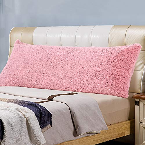 Book Cover Panku Body Pillow Cover Sherpa Pink Body Pillow Case with Hidden Zipper Super Soft Comfy Body Pillow Pillowcase (21
