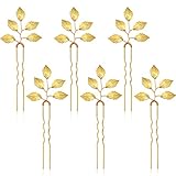 6 Packs Bride Gold Leaf Hair Pins, Vintage Leaves Hair Clip for Wedding Hair Pins, Bride and Bridesmaid Hairstyle Accessories