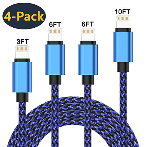 iPhone Charger Cable Lightning Cable MFi Certified 5Pack(3ft/3ft/6ft/6ft/10ft) USB Fast Long iPhone Charging Cords Compatible iPhone XS/Max/XR/X/8/8P/7/7P/6/6S/Charms/iPad/iPod/IOS