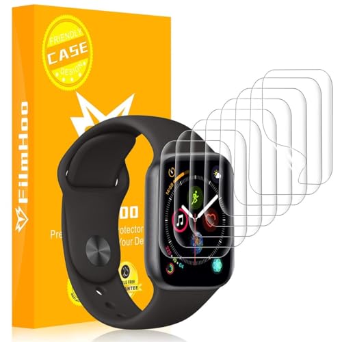 FilmHoo[8 Pack] Campatible Apple Watch Series 5/4 40mm Screen Protector, Max Coverage Bubble-Free Anti-Scratch iWatch 40mm Flexible TPU Film,Lifetime Replacement Warranty