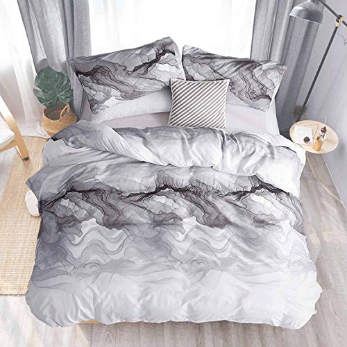 NANKO Duvet Cover Queen Set, 3 Piece - Floral 90x90 Microfiber Quilt Cover with Zipper Closure, Ties - Best Modern Style for Men Women