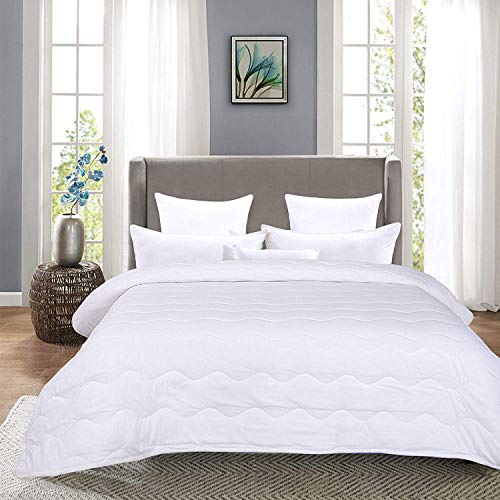 Book Cover HOMBYS Lightweight King Goose Down Alternative Quilted Comforter King Size - All Season Plush Microfiber - Machine Washable Duvet Insert- Warmth Hypoallergenic Bed Comforter with Tabs(King,White)