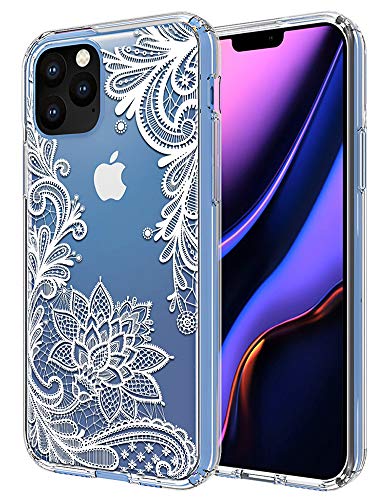 Book Cover Thinkart Designed for iPhone 11 Pro Max Case White Flower The Clear Transparent Hard PC Back Slim and TPU Grip Bumper Case Compatible for iPhone 11 Pro Max (6.5 Inch) Phone ( White Flower)