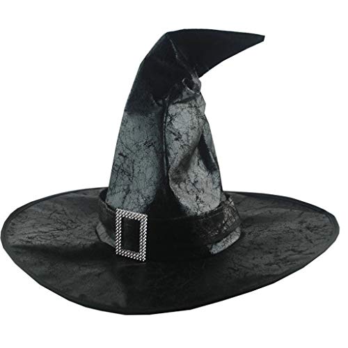 Book Cover QUNANEN Halloween Costume Witch Hat Women's Large Ruched Witch Hat Accessory for Holiday Halloween Party Gift