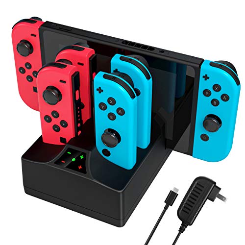 Book Cover Charging Station for Switch, Switch Controller Charger Joy Con Charging Dock Stand Fast Charger Station for Switch with an AC Power Black