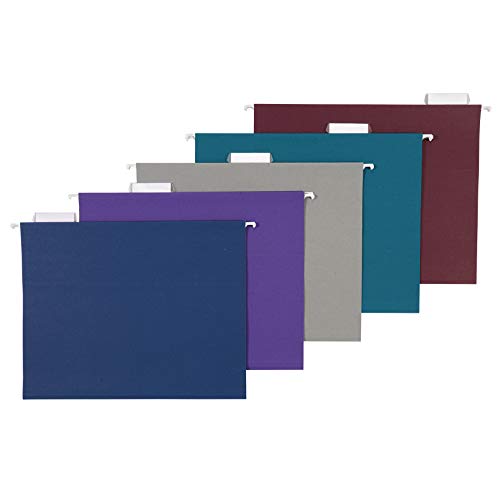 Book Cover Amazon Basics Hanging Folders, Letter Size, Jewel-Tone Colors (Assorted), 25-Pack