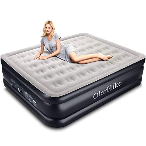 Book Cover OlarHike King Air Mattress with Built-in Pump for Guests, Double High Elevated Airbed with Comfortable Top, Raised 20
