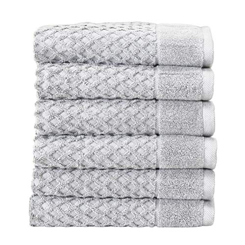 Book Cover 100% Cotton Hand Towel Set (16 x 28 inches) Highly Absorbent, Textured Luxury Hand Towels. Grayson Collection (Set of 6, Light Grey)