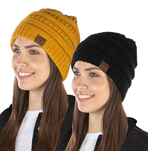 Funky Junque Exclusives Womens Beanie Solid Ribbed Knit Hat Warm Soft Skull Cap