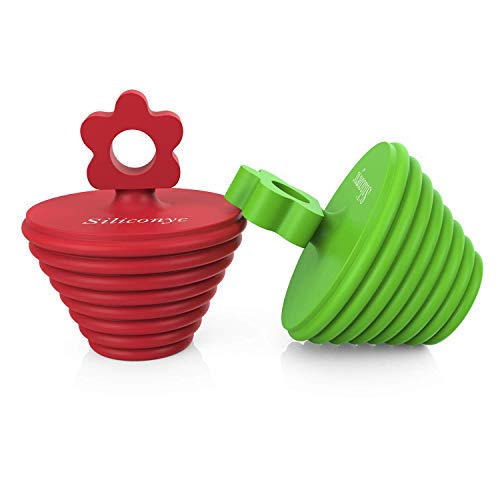 Book Cover Silyconyc Tub Stopper for Bathtub | Universal Bathroom Sink Drain Plug Bath Stopper 2 Pack - Silicone (Green and Red)