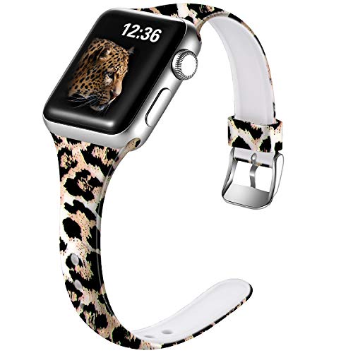 Laffav Compatible with Apple Watch Band 45mm 44mm 42mm iWatch Series7 6 5 4 3 2 1 for Women, S/M,ClassicLeopard