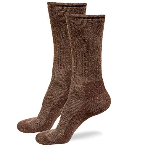 Book Cover Alpaca Wool Socks for Men & Women Comfortable Casual Outdoors Hiking Boot & Dress Socks (Large, 2x Pairs Brown)