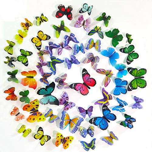 3D Butterfly Wall Stickers Wall Decorations 104PCS, DIY Art Home Decals for Bedroom, Living Room, Classroom