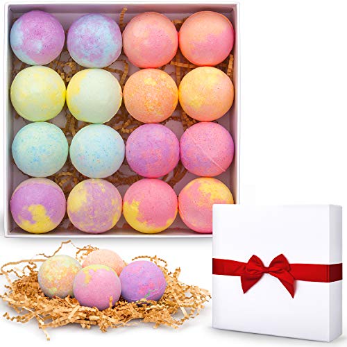 Bath Bombs Set 16 Shea Butter Dry Skin Moisturize Bath Bombs Gift Set Handmade Organic Spa Bubble Bath Birthday Mothers Day Christmas Gifts for Women/Wife/Girl/Her/Him/Girlfriend