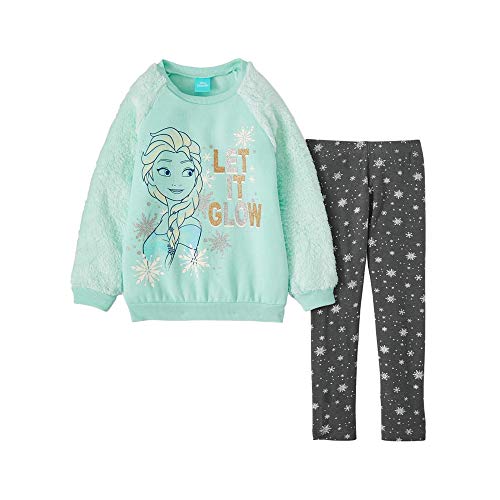 Book Cover Disney Frozen Elsa Girls Fur Fleece T-Shirt and Leggings Outfit Set Toddler to Big Kid