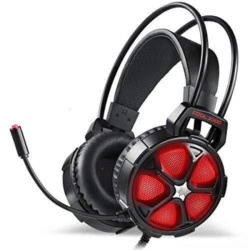 EasySMX Gaming Headset PC PS4 Xbox One Over Ear Headphone with 7.1 Surround Sound Earphone Noise Canceling Microphone LED Light Compatible with PS4, Xbox One, Switch, PC, PS3, Mac, Laptop