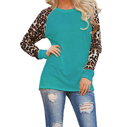 QUNANEN Womens Tops Leopard Blouse Long Sleeve Fashion Ladies T-Shirt Oversize Tops