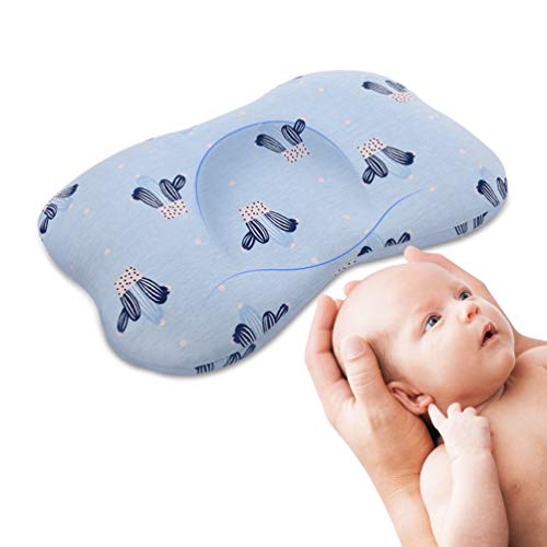 Book Cover RUNACC Baby Head Shaping Pillow, Memory Foam Infant Sleeping Pillow, Head Support Cushion for Preventing Flat, Sharp Head with Washable Cotton Pillow Cover