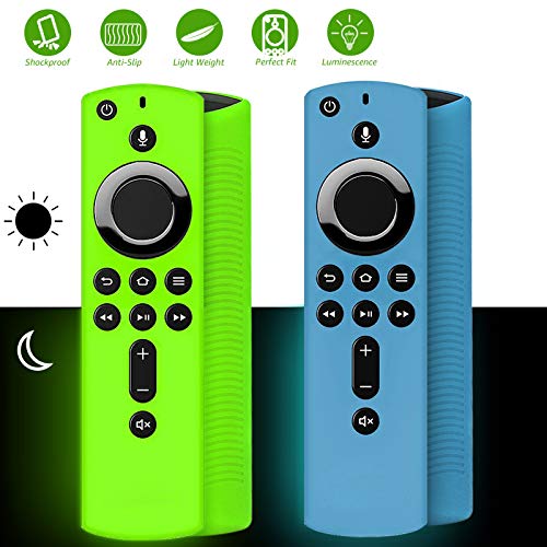 Book Cover [2 Pack ] Firestick Remote Cover Glow, Silicone Fire Remote Cover Compatible with 4K Firestick TV Stick, Firetv Remote Cover, Lightweight Anti Slip Shockproof Firetv Remote Cover