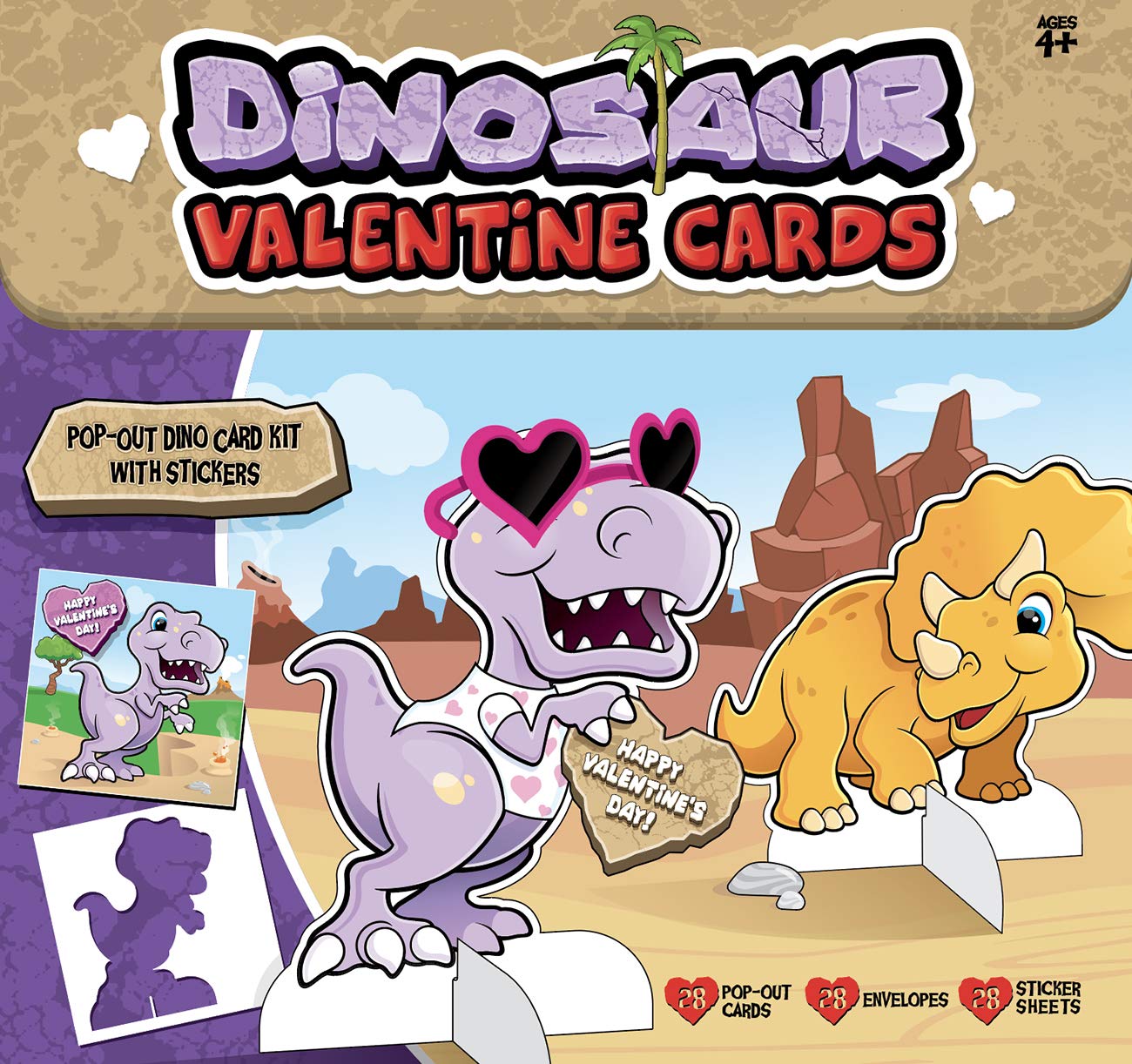 Book Cover Red Robin Greetings; Kids Valentine's Cards; Dinosaur Valentines Day Cards For kids, 28 Pop-Out Kids Valentines Day Cards With Dino Stickers (28 Cards With Envelopes)