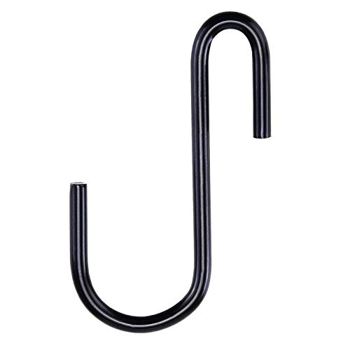 Rivexy 20 Small S Hook Pack - Black Coated, S Hooks for Hanging on Heavy Duty Shelving, Garage, Grid Wall, Storage Racks, Bakers Racks & Black Hanging Hooks for Hanging Pot & Pans on Shelf with Hooks