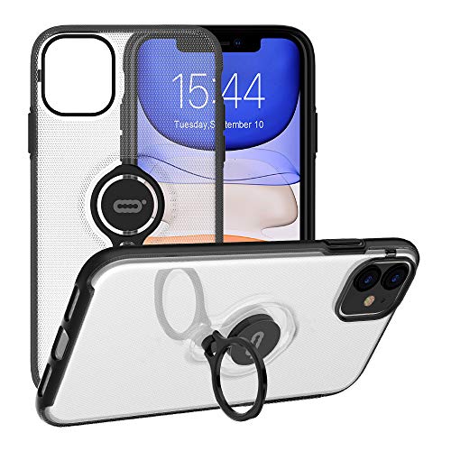 Book Cover ICONFLANG iPhone 11 Case with Ring 6.1 inch, Anti-Scratch Case with 360 Degree Rotation Finger Ring Kickstand Work with Magnetic Car Mount for Apple iPhone 11 (2019) - Translucent